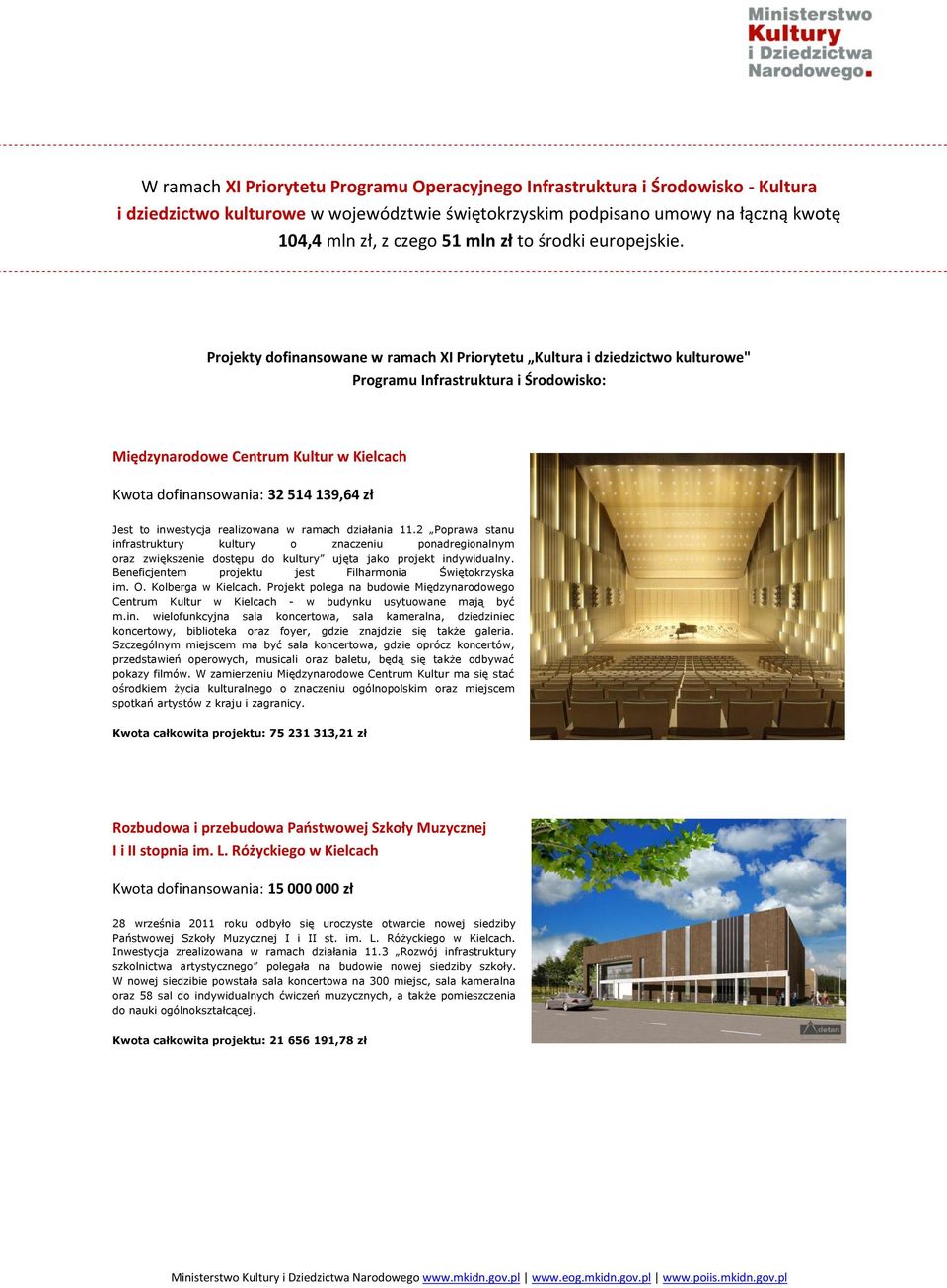realizowana w ramach działania 11.2 Poprawa stanu infrastruktury kultury o znaczeniu ponadregionalnym oraz zwiększenie dostępu do kultury ujęta jako projekt indywidualny.