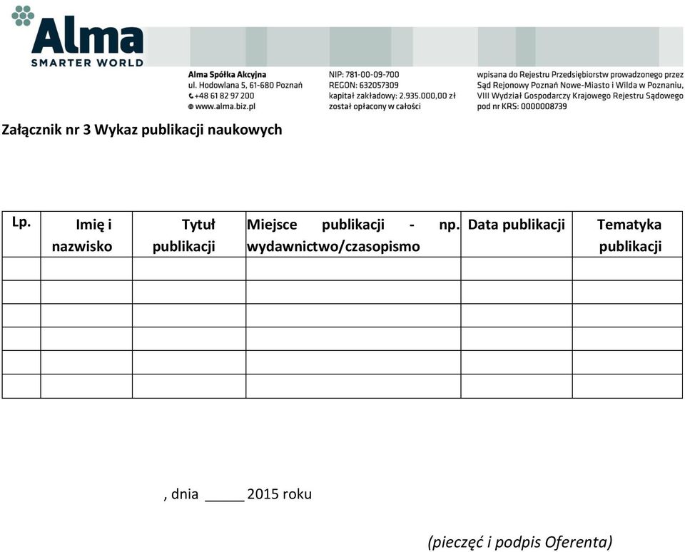 - np. wydawnictwo/czasopismo Data publikacji