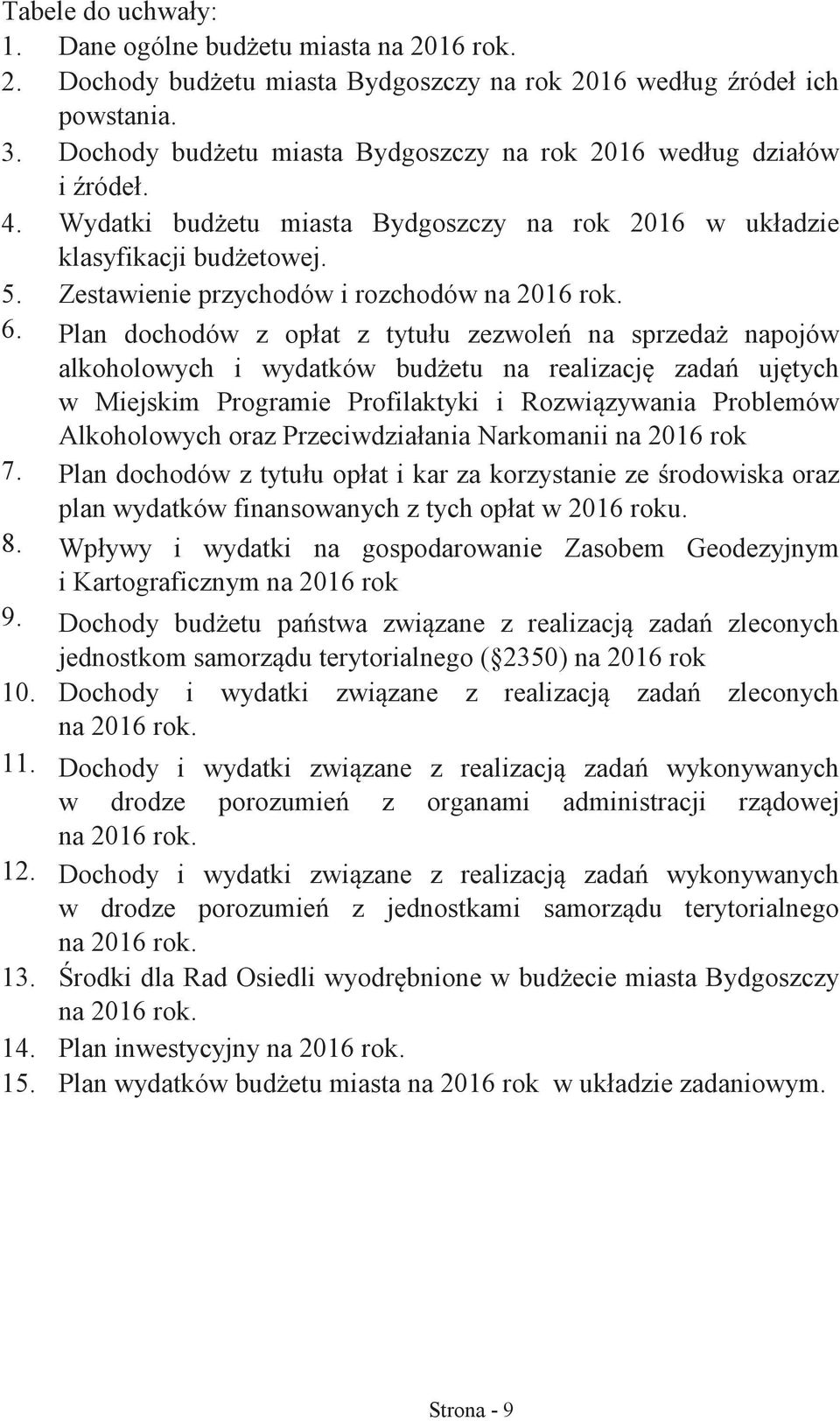Zestawienie przychodów i rozchodów na 2016 rok. 6.