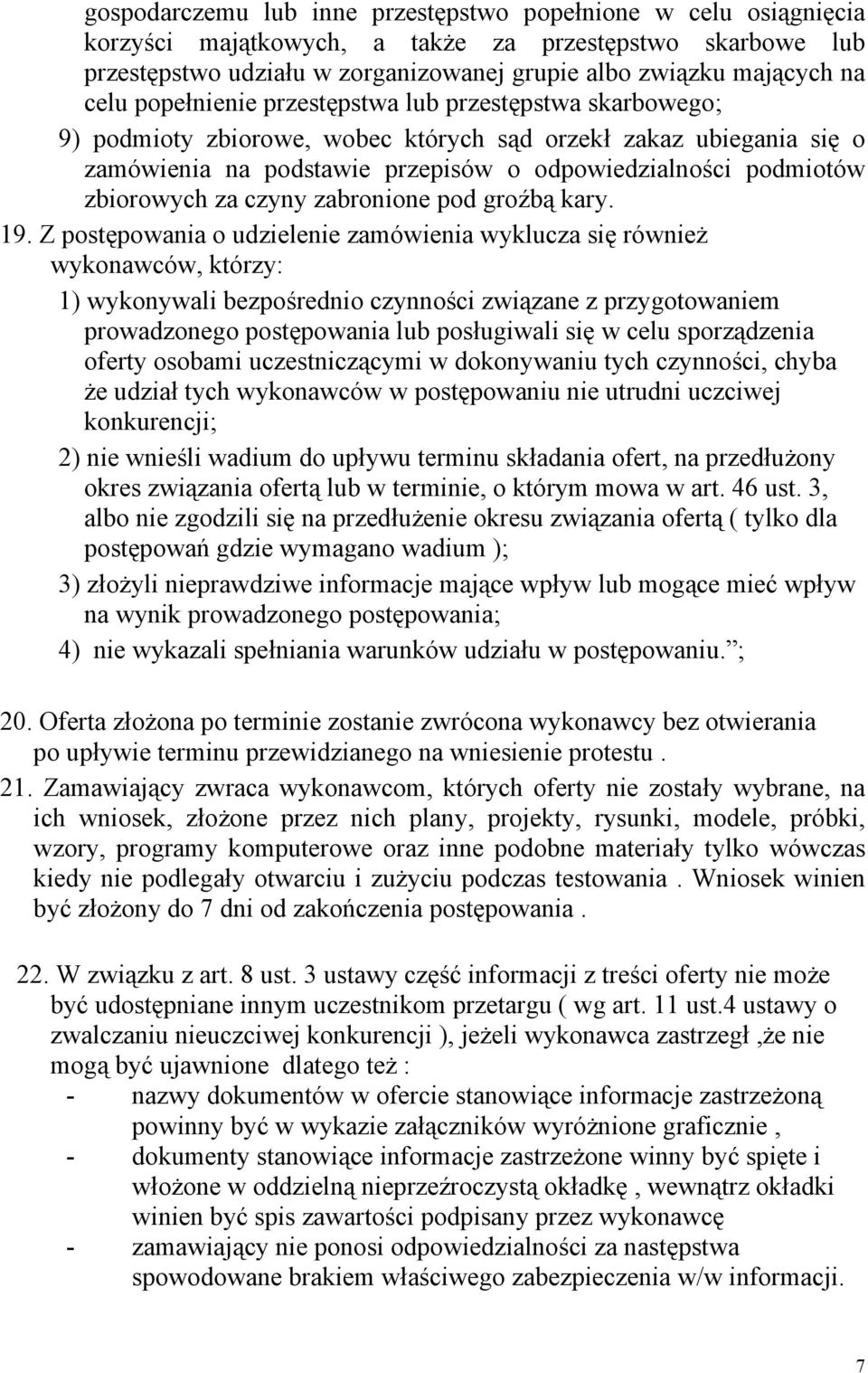 za czyny zabronione pod groźbą kary. 19.