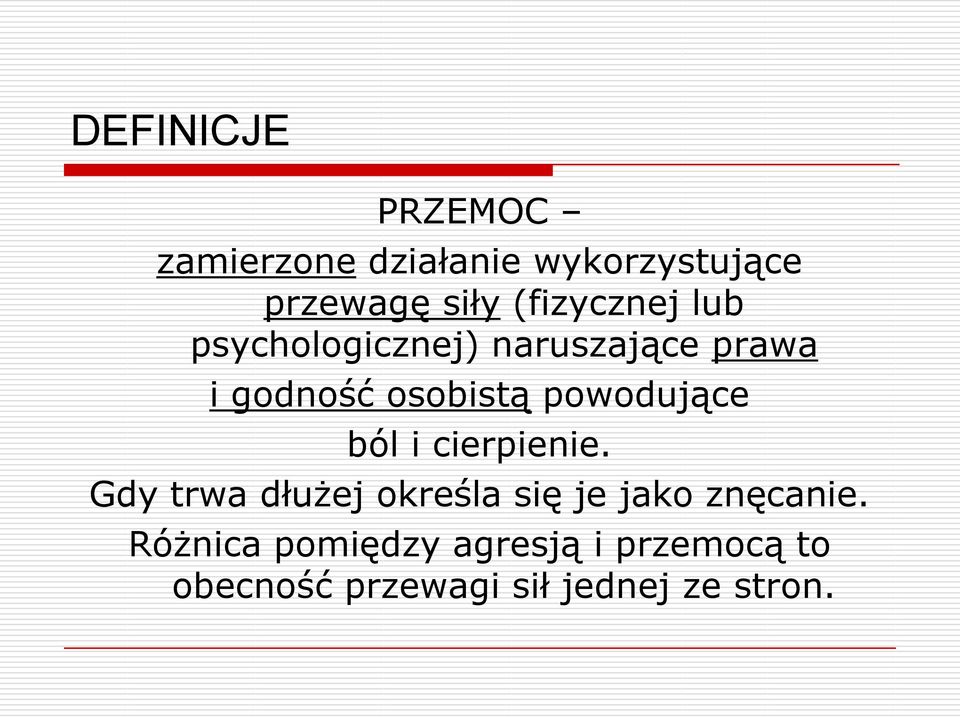 powodujące ból i cierpienie.