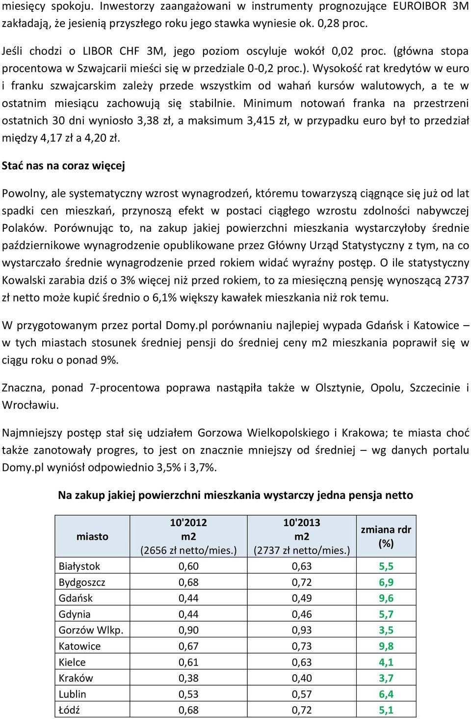 Wysokość rat kredytów w euro i franku szwajcarskim zależy przede wszystkim od wahań kursów walutowych, a te w ostatnim miesiącu zachowują się stabilnie.