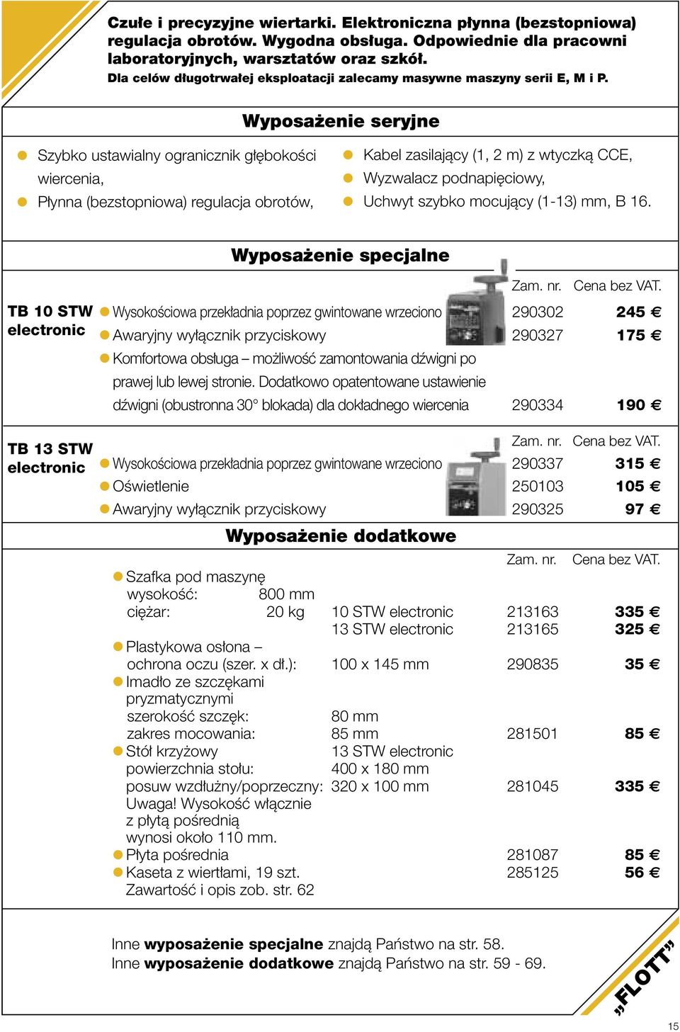 Wyposa enie seryjne Szybko ustawialny ogranicznik g bokoêci wiercenia, P ynna (bezstopniowa) regulacja obrotów, Kabel zasilajàcy (1, 2 m) z wtyczkà CCE, Wyzwalacz podnapi ciowy, Uchwyt szybko