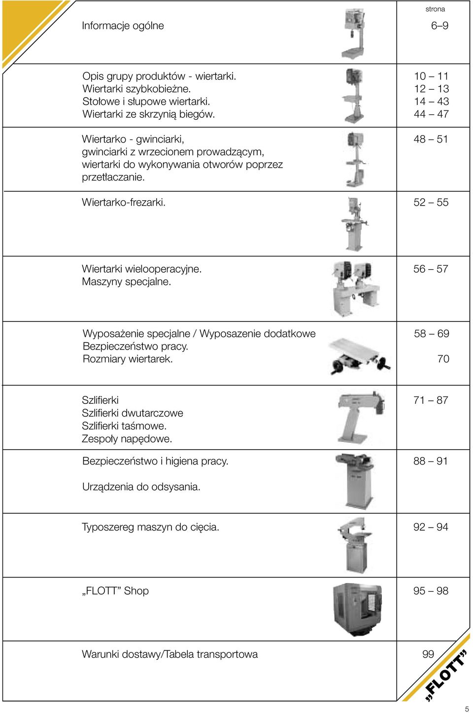 52 55 Wiertarki wielooperacyjne. 56 57 Maszyny specjalne. Wyposa enie specjalne / Wyposazenie dodatkowe 58 69 Bezpieczeƒstwo pracy. Rozmiary wiertarek.