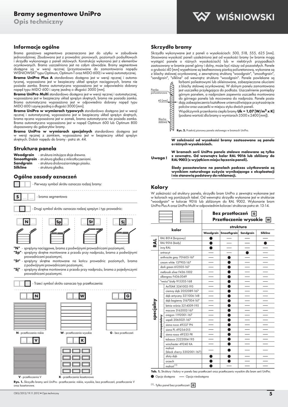 Bramy segmentowe dostępne są w wersji ręcznej (przystosowane do zamontowania napędu WIŚNIOWSKI typu Optimum, Optimum-T oraz MIDO 600) iwwersji automatycznej.