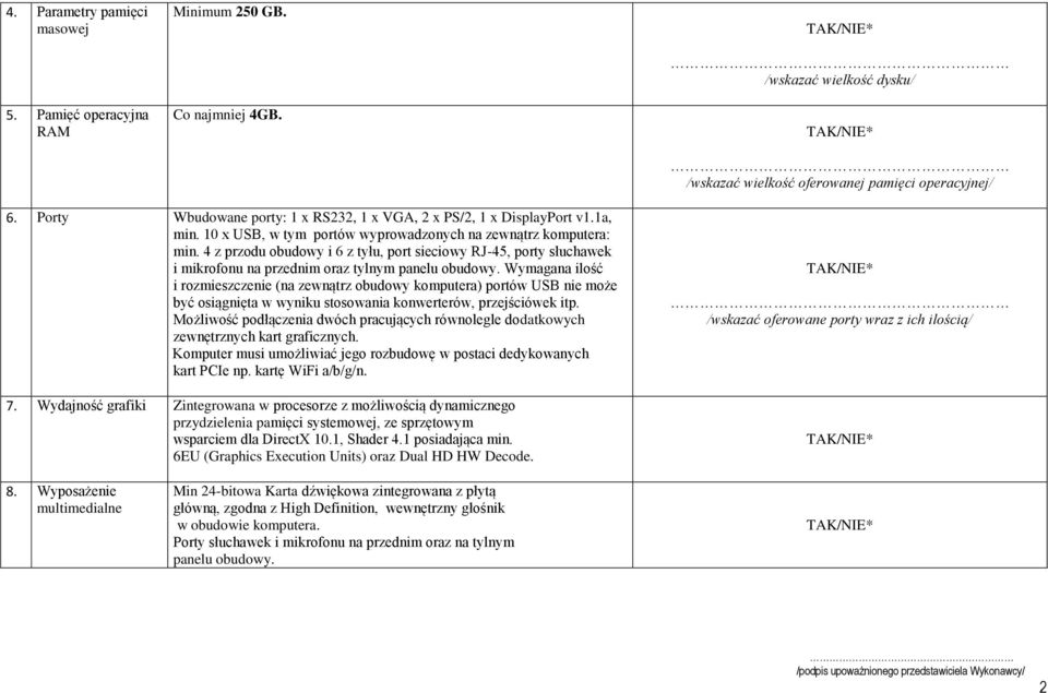 4 z przodu obudowy i 6 z tyłu, port sieciowy RJ-45, porty słuchawek i mikrofonu na przednim oraz tylnym panelu obudowy.