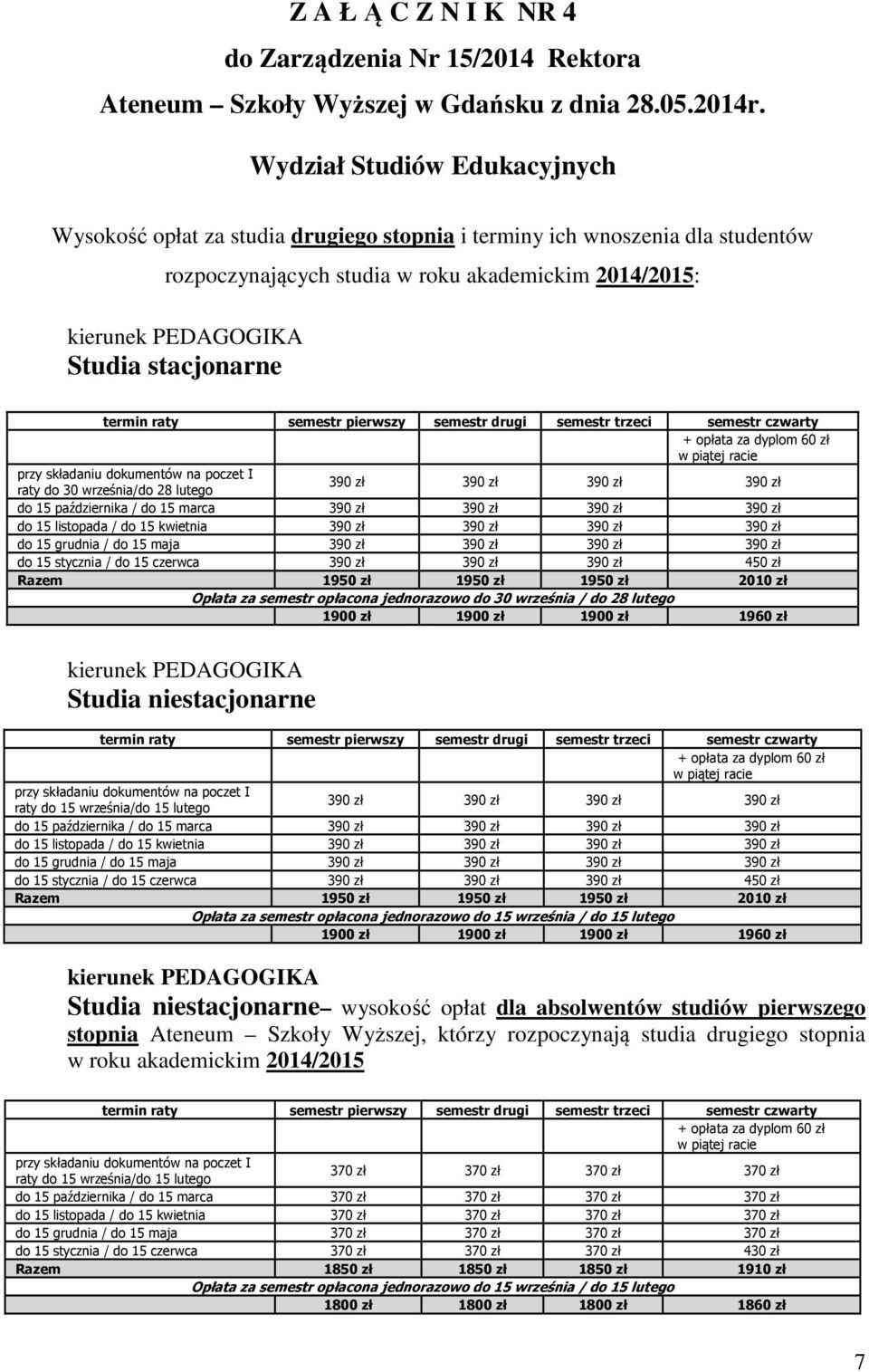 390 zł 390 zł 390 zł 390 zł raty do 30 września/do 28 lutego do 15 października / do 15 marca 390 zł 390 zł 390 zł 390 zł do 15 listopada / do 15 kwietnia 390 zł 390 zł 390 zł 390 zł do 15 grudnia /