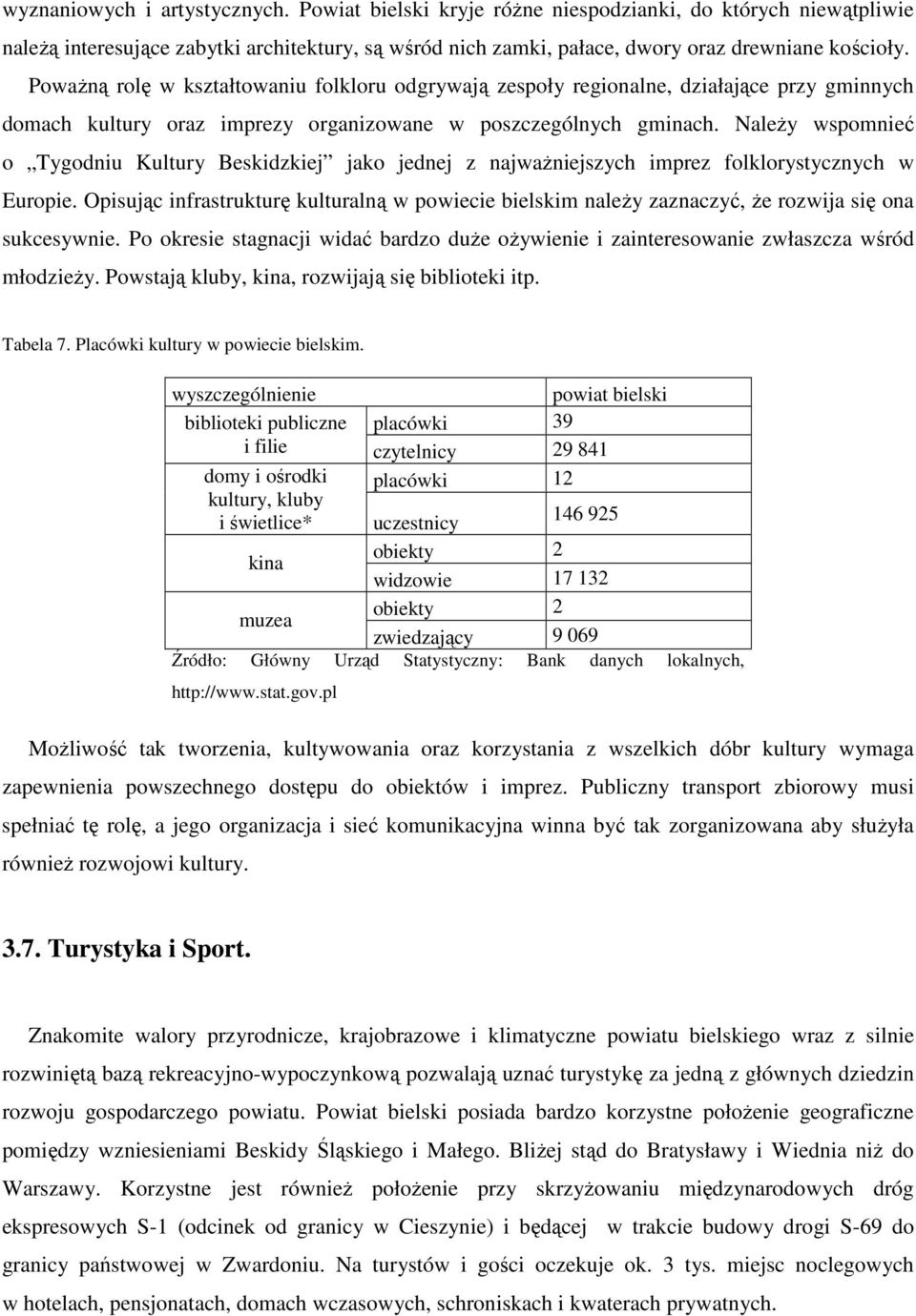 NaleŜy wspomnieć o Tygodniu Kultury Beskidzkiej jako jednej z najwaŝniejszych imprez folklorystycznych w Europie.