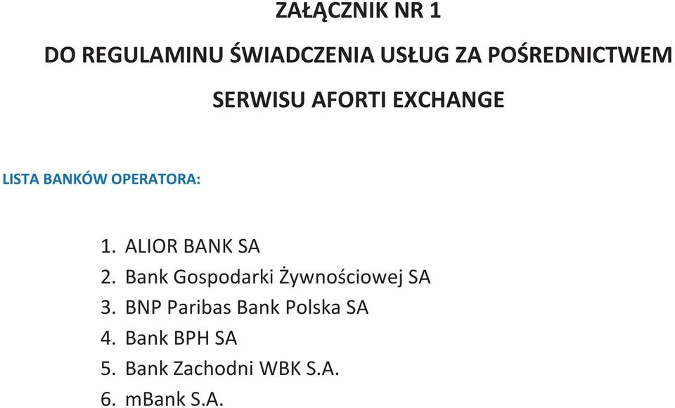 1. ALIOR BANK SA 2. Bank Gospodarki Żywnościowej SA 3.