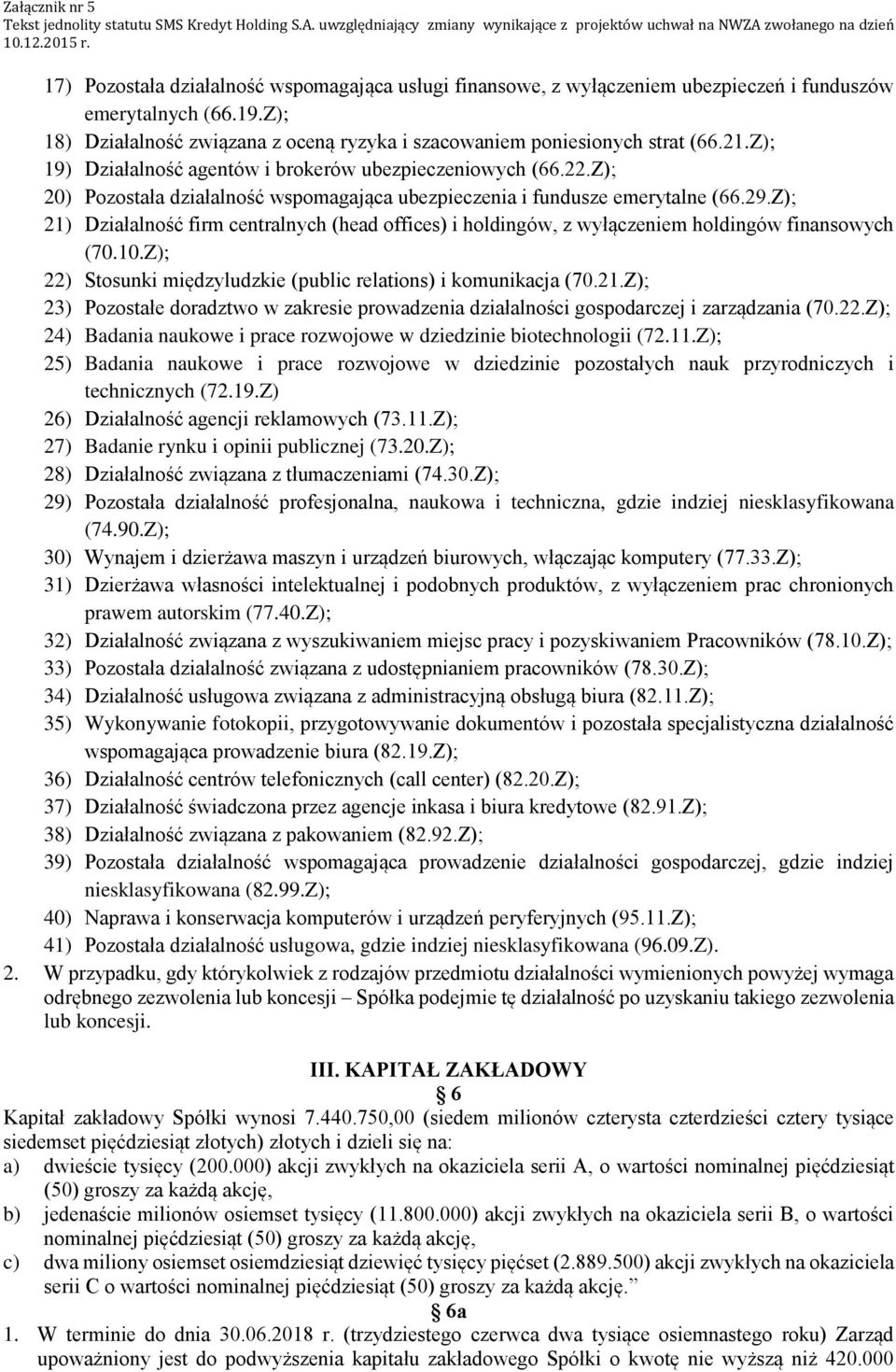 Z); 21) Działalność firm centralnych (head offices) i holdingów, z wyłączeniem holdingów finansowych (70.10.Z); 22) Stosunki międzyludzkie (public relations) i komunikacja (70.21.Z); 23) Pozostałe doradztwo w zakresie prowadzenia działalności gospodarczej i zarządzania (70.