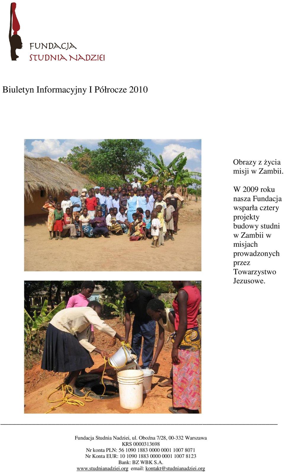 cztery projekty budowy studni w Zambii