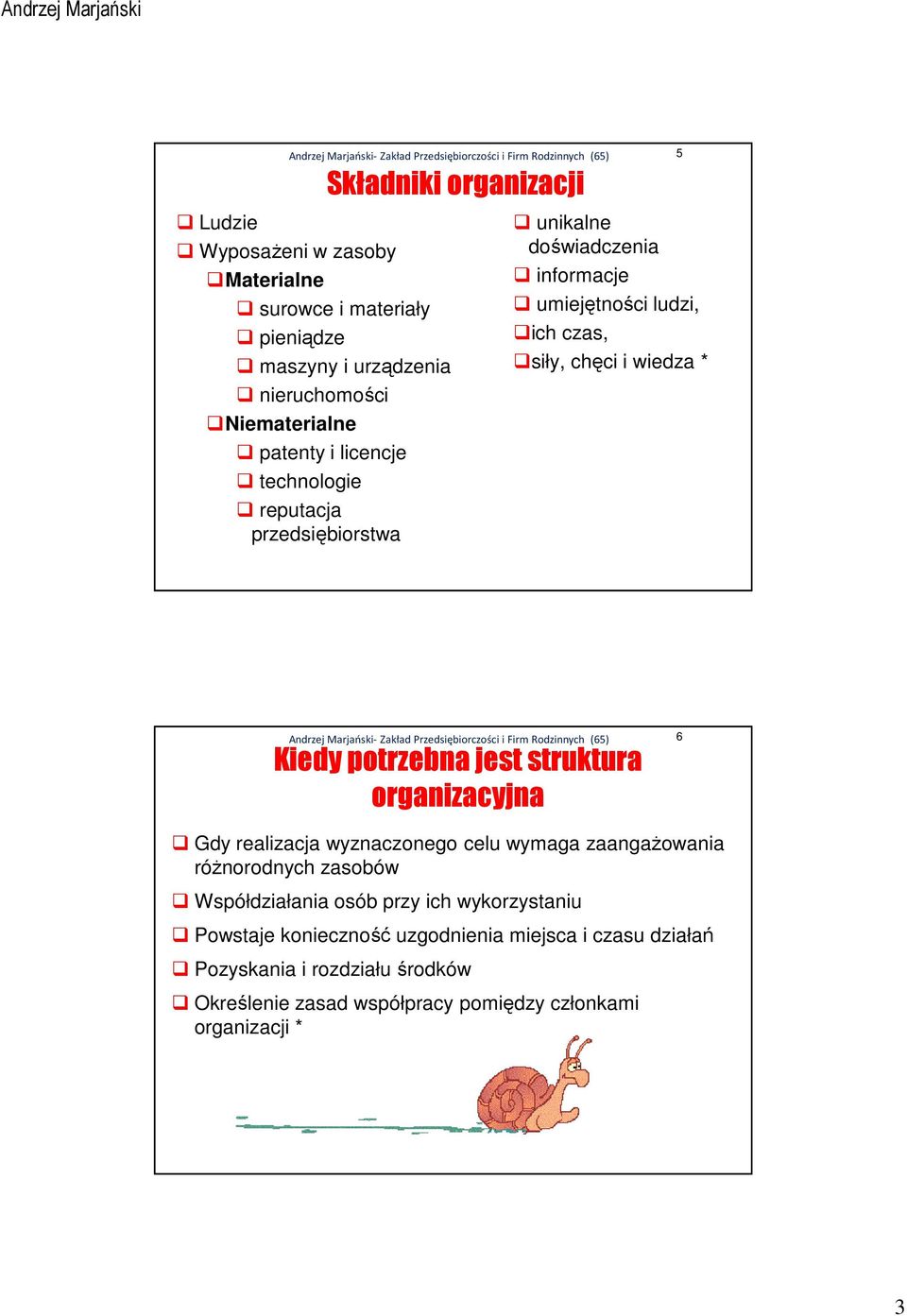 potrzebna jest struktura organizacyjna 6 Gdy realizacja wyznaczonego celu wymaga zaangażowania różnorodnych zasobów Współdziałania osób przy ich