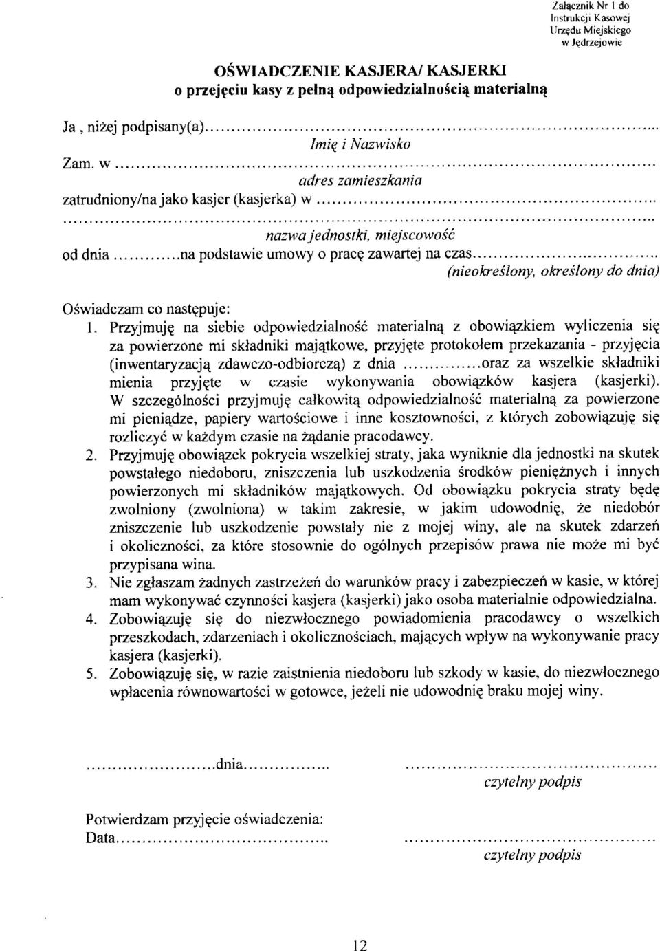 ..na podstawie umowy o pracq zawartej na czas... (nieokreilony, okreílony do dnia) O3wiadczam co nastppuje: 1.