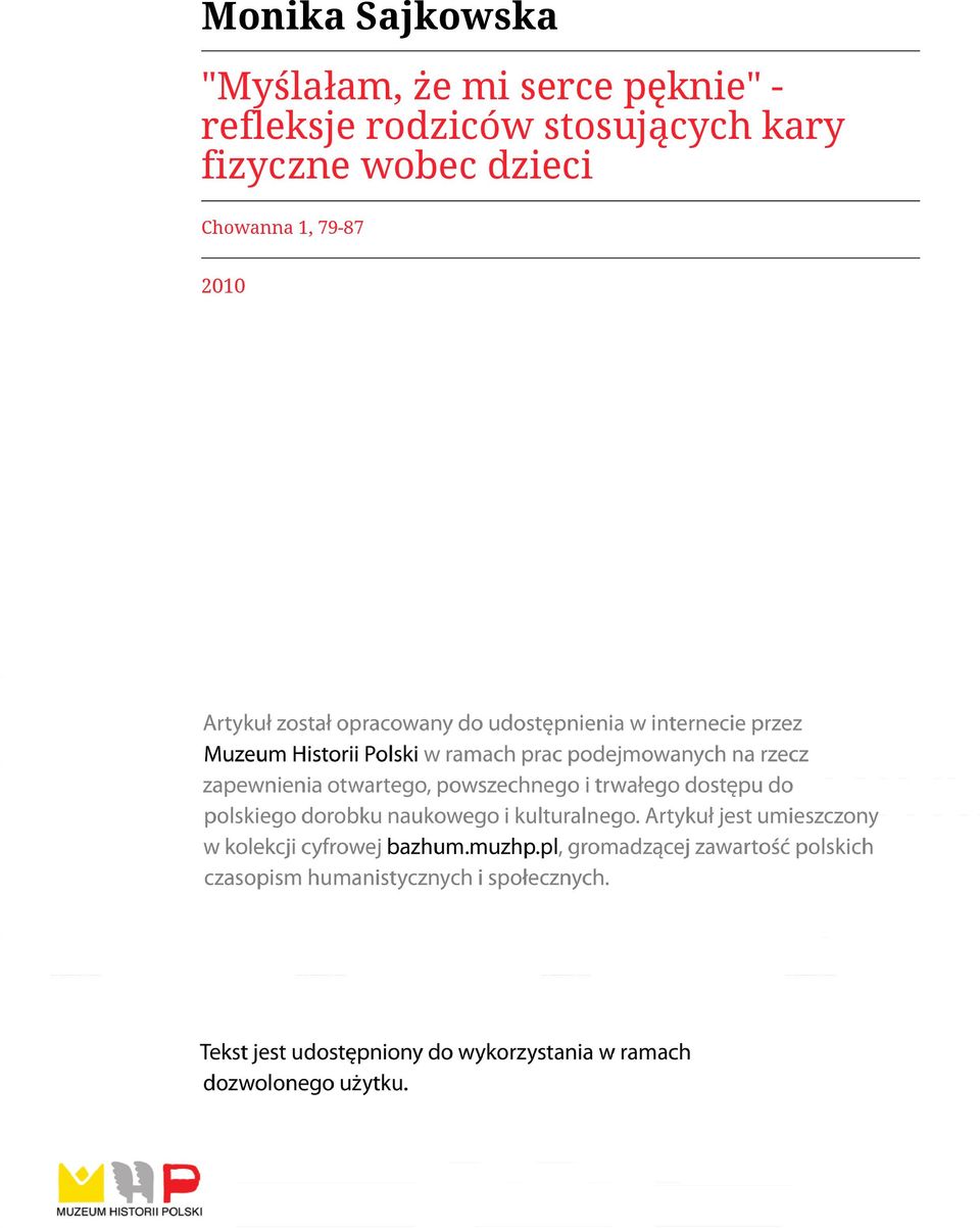rodziców stosujących kary