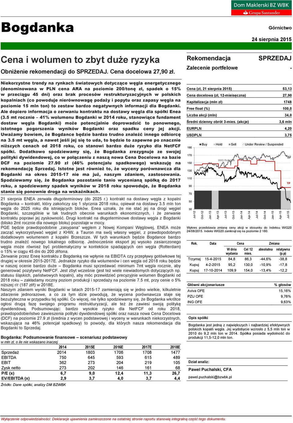 spadek o 15% w przeciągu 45 dni) oraz brak procesów restrukturyzacyjnych w polskich kopalniach (co powoduje nierównowagę podaży i popytu oraz zapasy węgla na poziomie 15 mln ton) to zestaw bardzo