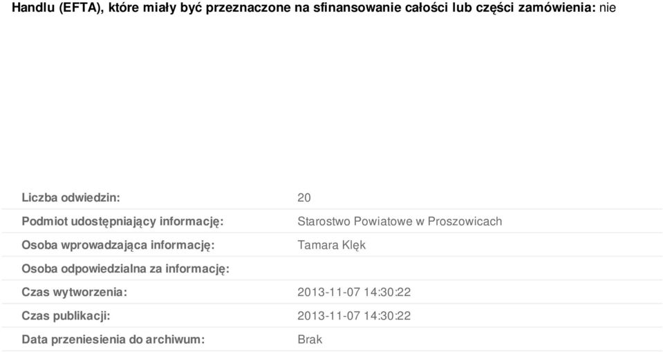 Starstw Pwiatwe w Prszwicach Tamara Klęk Osba dpwiedzialna za infrmację: Czas