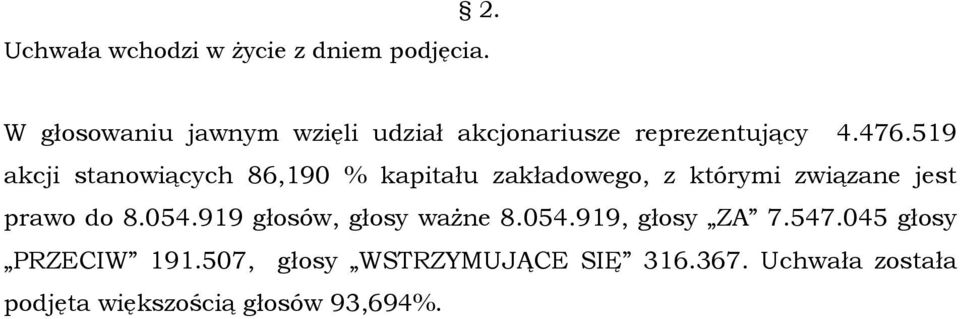 919 głosów, głosy ważne 8.054.919, głosy ZA 7.547.