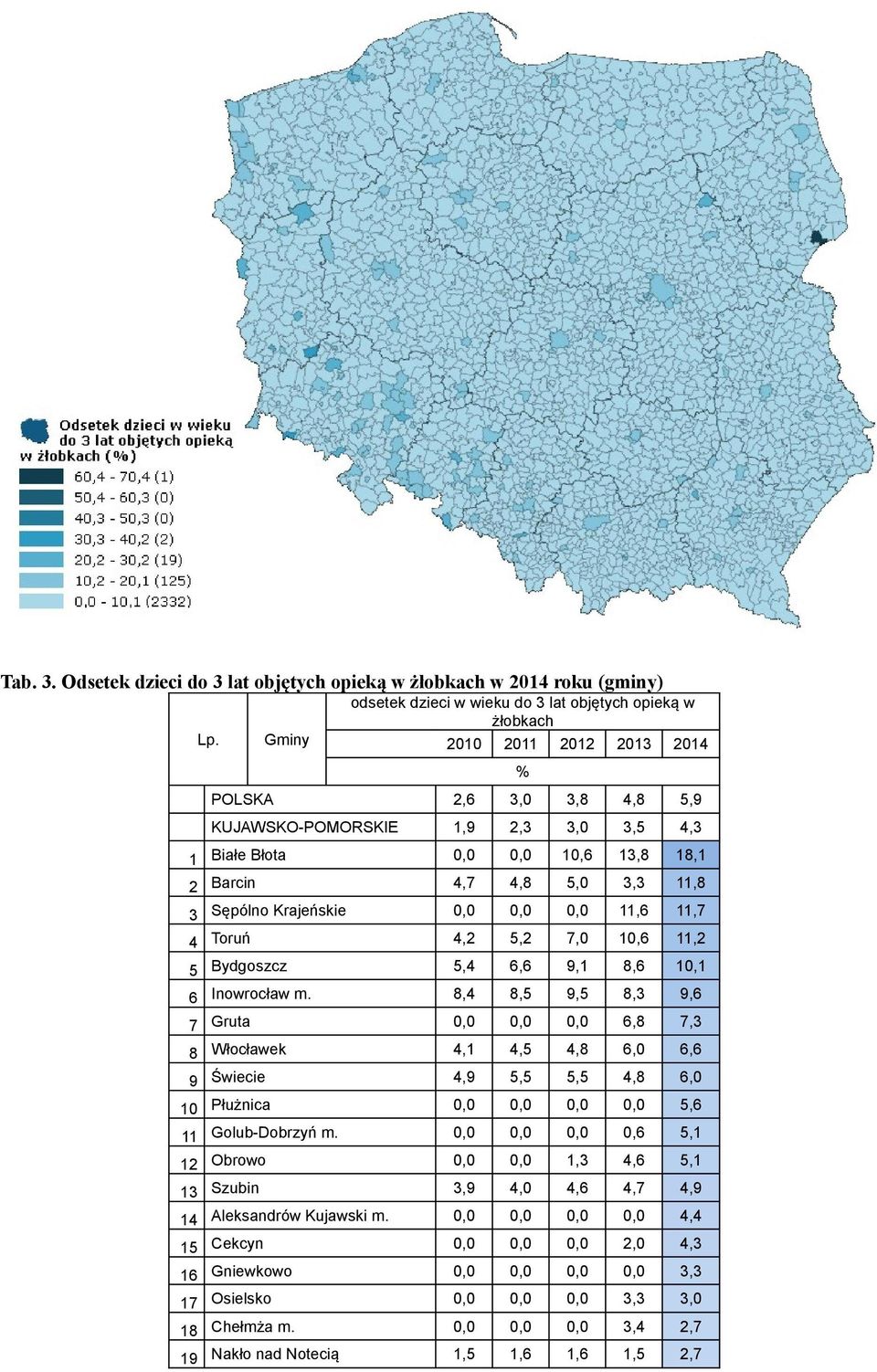 3,3 11,8 Sępólno Krajeńskie 0,0 0,0 0,0 11,6 11,7 Toruń 4,2 5,2 7,0 10,6 11,2 Bydgoszcz 5,4 6,6 9,1 8,6 10,1 Inorocła m.