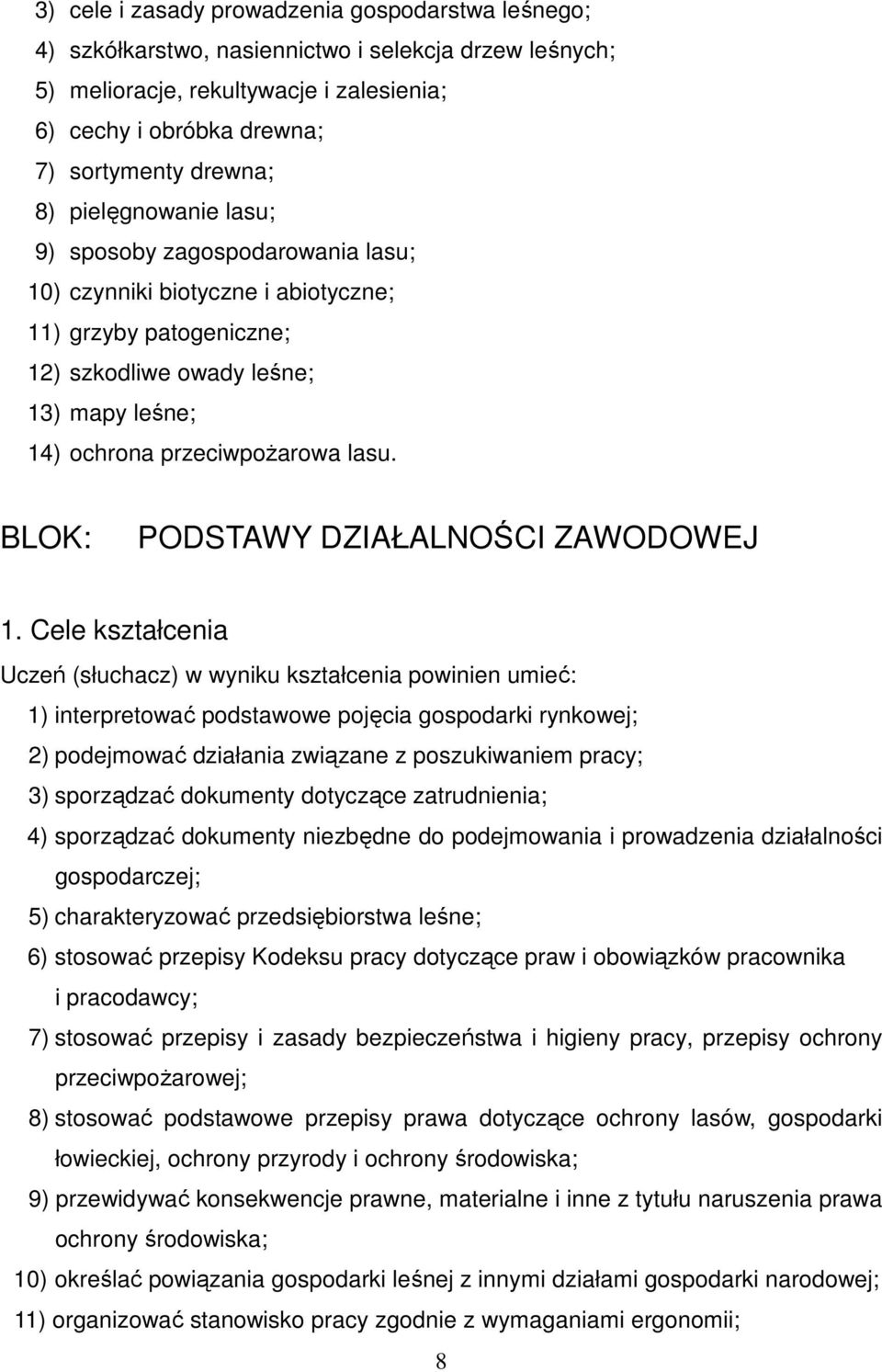 BLOK: PODSTAWY DZIAŁALNOŚCI ZAWODOWEJ 1.