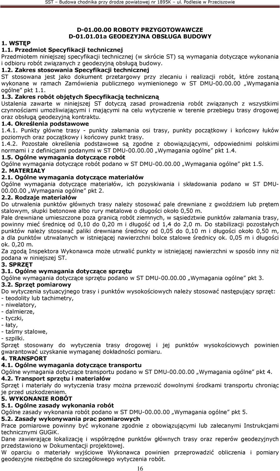 DMU-00.00.00 Wymagania ogólne pkt 1.1. 1.3.