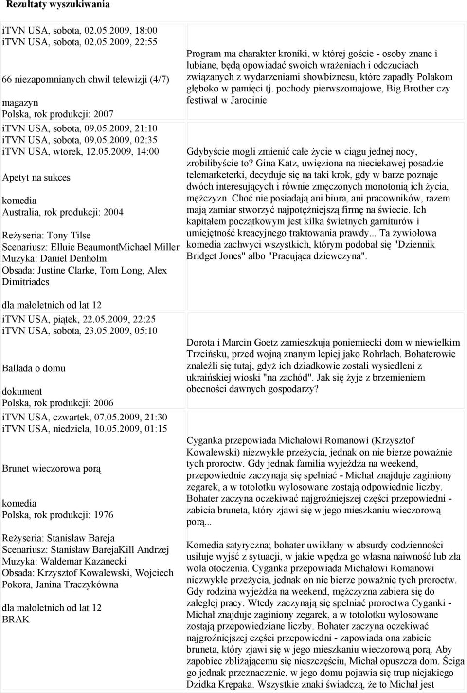 Justine Clarke, Tom Long, Alex Dimitriades Program ma charakter kroniki, w której goście - osoby znane i lubiane, będą opowiadać swoich wrażeniach i odczuciach związanych z wydarzeniami showbiznesu,