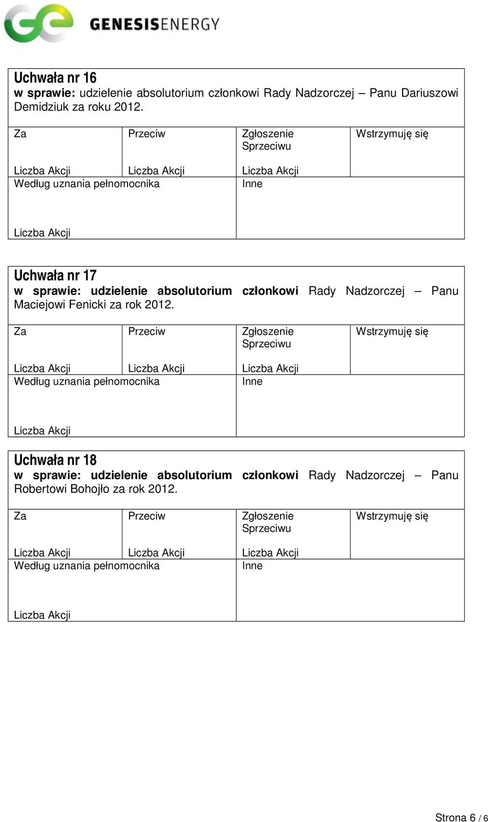 Uchwała nr 17 w sprawie: udzielenie absolutorium członkowi Rady Nadzorczej Panu