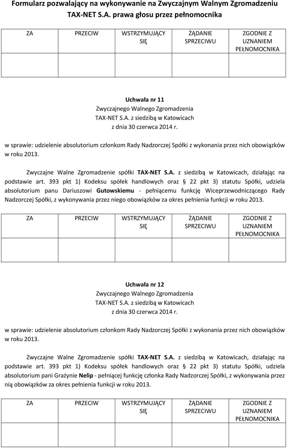 przez niego obowiązków za okres pełnienia funkcji w roku 2013.