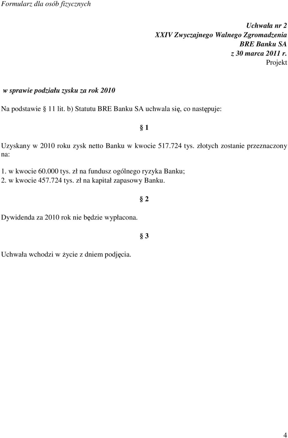 724 tys. złotych zostanie przeznaczony na: 1. w kwocie 60.000 tys.