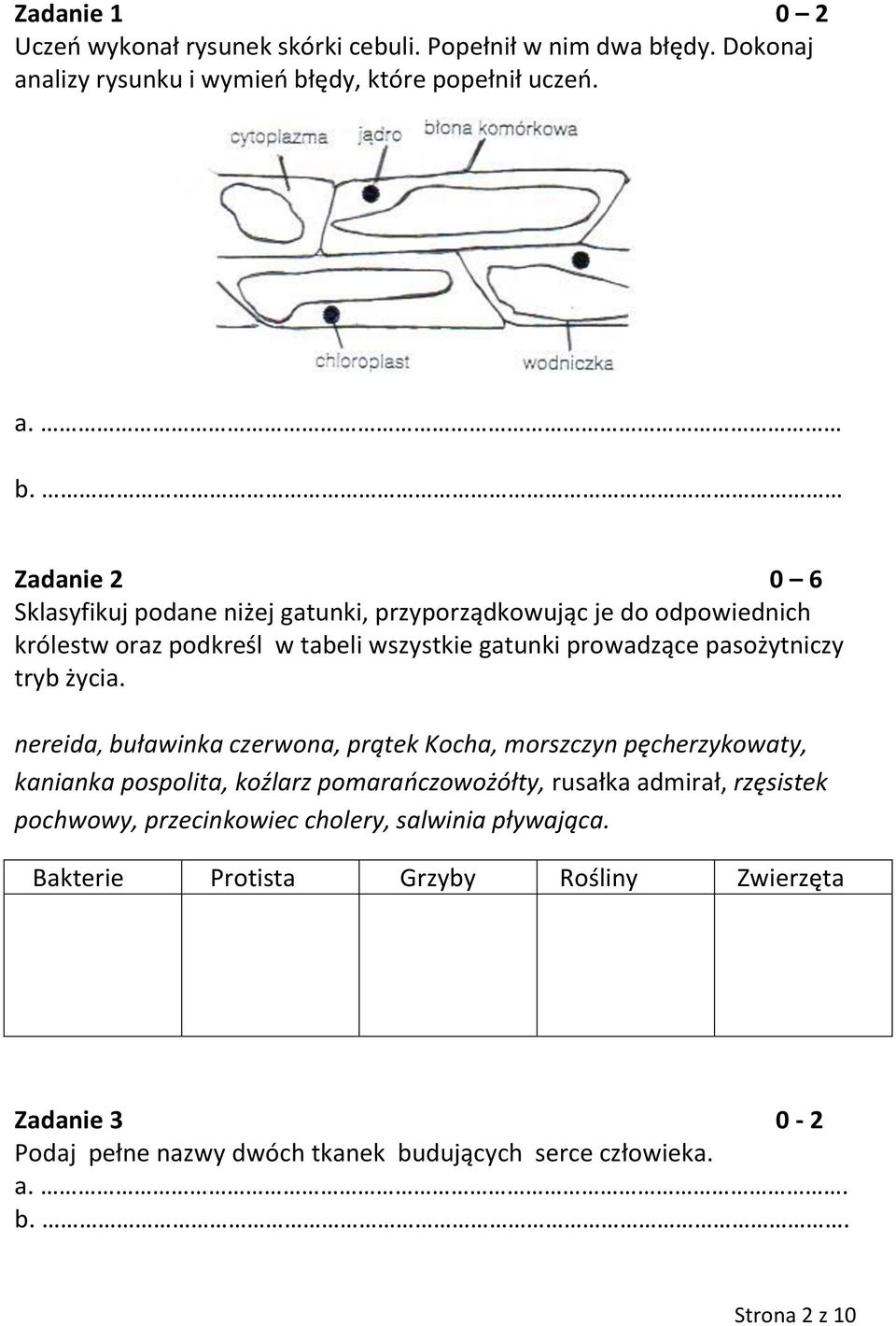 ędy, które popełnił uczeń. a. b.