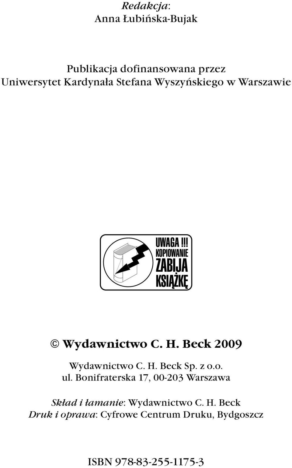 Beck 2009 Wydawnictwo C. H. Beck Sp. z o.o. ul.