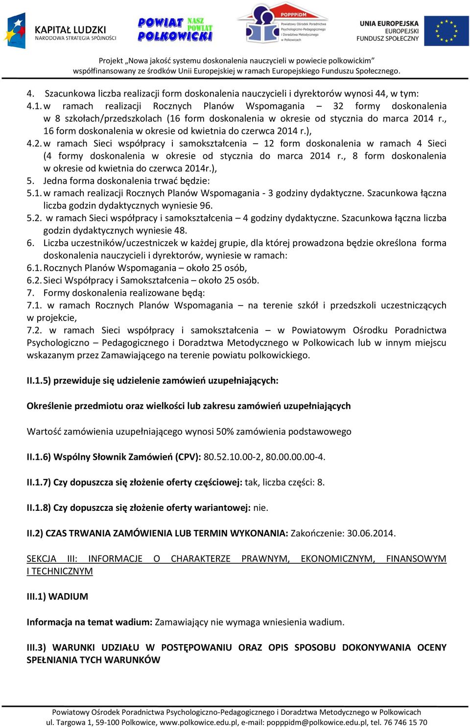 , 16 form doskonalenia w okresie od kwietnia do czerwca 20