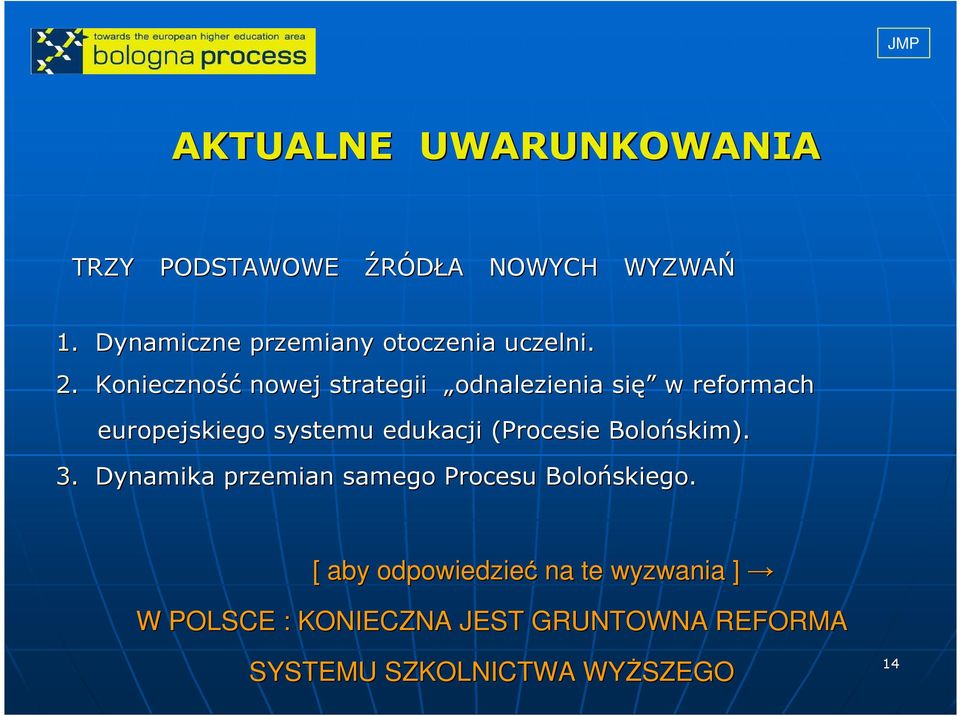 Konieczność nowej strategii odnalezienia się w reformach europejskiego systemu edukacji