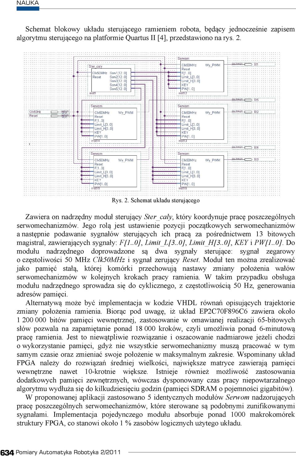 Jego rol jest ustawienie pozycji pocz tkowych serwomechanizmów a nast pnie podawanie sygna ów steruj cych ich prac za po rednictwem 13 bitowych magistral, zawieraj cych sygna y: F[1..0], Limit_L[3.