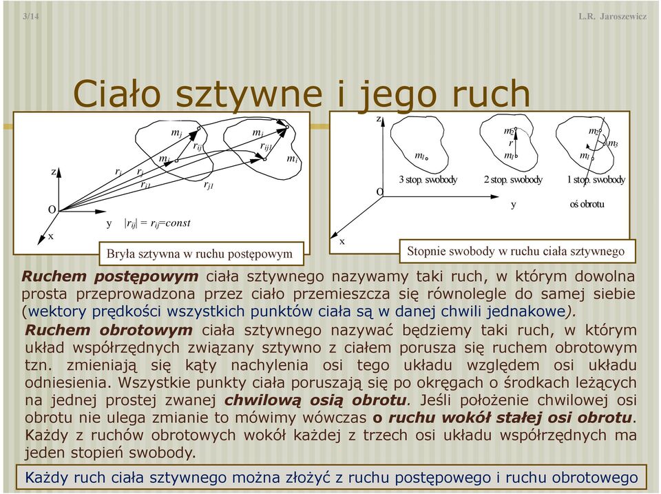 pędkośc wytkch puktów całaą w daej chwl jedakowe). uche obotowy cała tywego aywać będey tak uch, w któy układ wpółędych wąay tywo całe poua ę uche obotowy t.