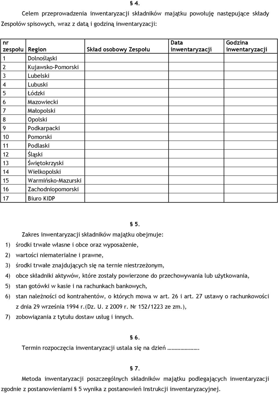 Świętokrzyski 14 Wielkopolski 15 Warmińsko-Mazurski 16 Zachodniopomorski 17 Biuro KIDP 5.