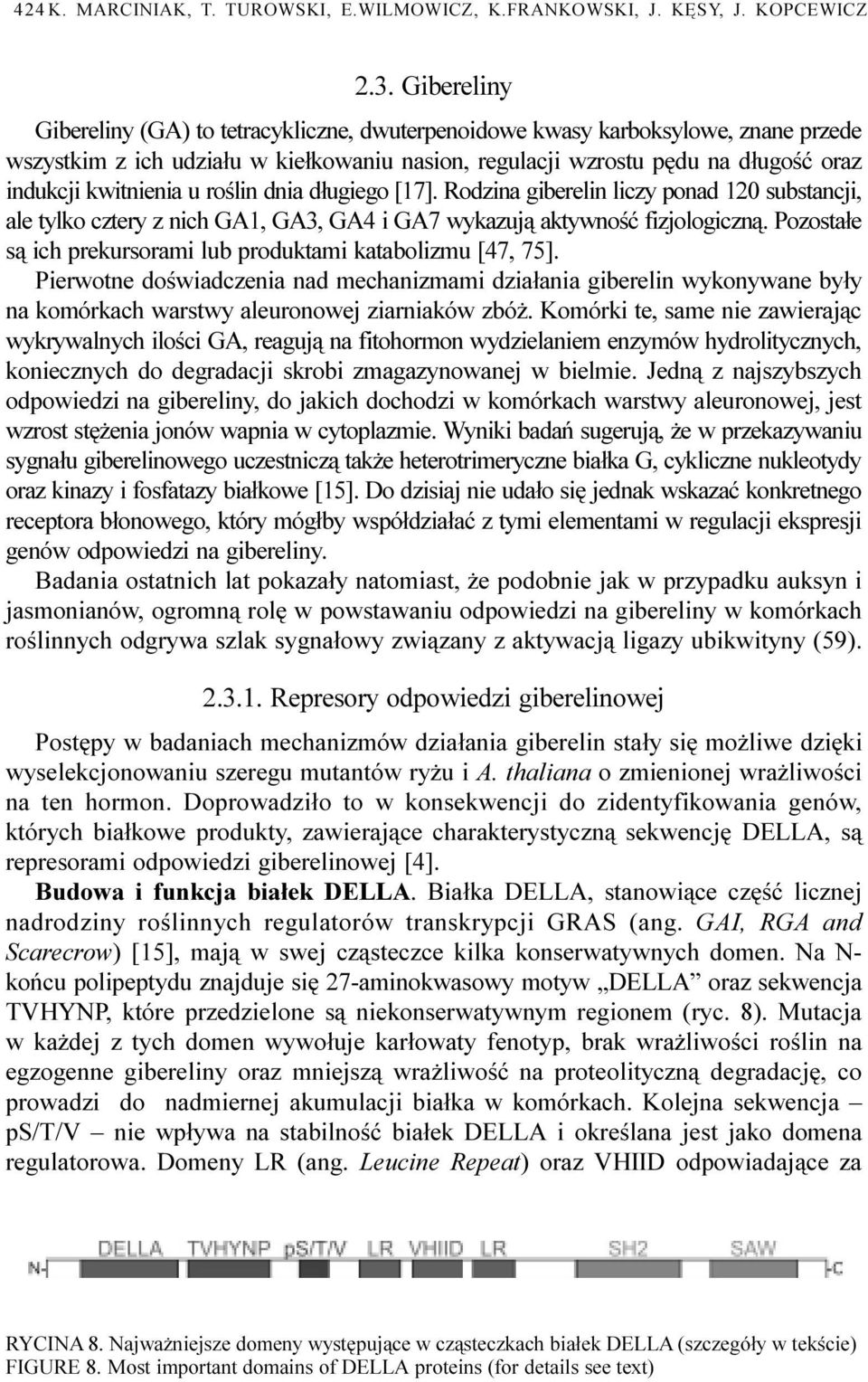 u roœlin dnia d³ugiego [17]. Rodzina giberelin liczy ponad 120 substancji, ale tylko cztery z nich GA1, GA3, GA4 i GA7 wykazuj¹ aktywnoœæ fizjologiczn¹.