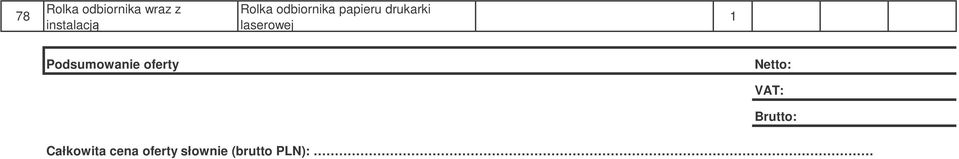 Podsumowanie oferty Netto: VAT: