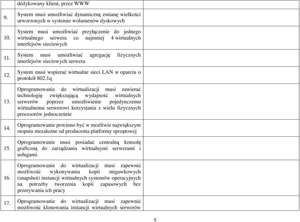 sieciowych System musi umożliwiać agregację fizycznych interfejsów sieciowych serwera System musi wspierać wirtualne sieci LAN w oparciu o protokół 802.