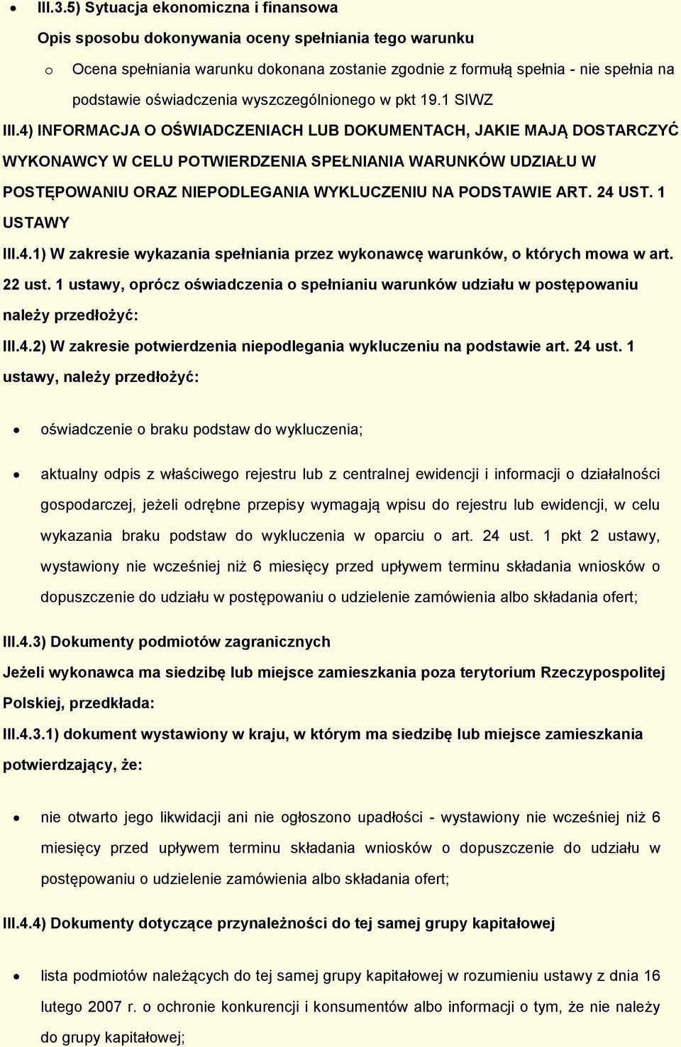 w pkt 19.1 SIWZ III.