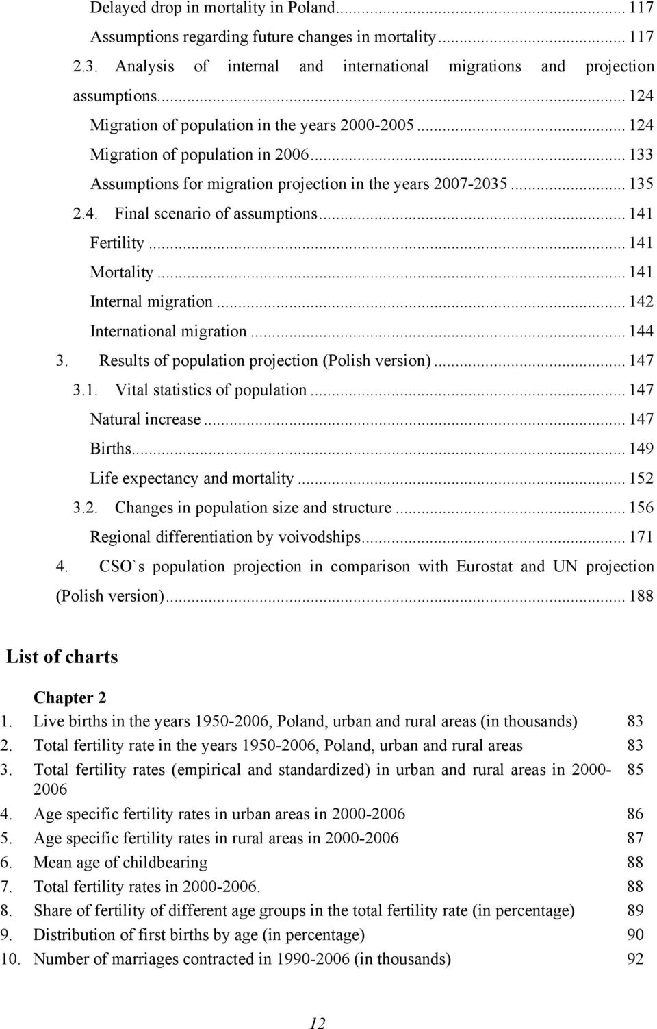 .. 141 Fertility... 141 Mortality... 141 Internal migration... 142 International migration... 144 3. Results of population projection (Polish version)... 147 3.1. Vital statistics of population.