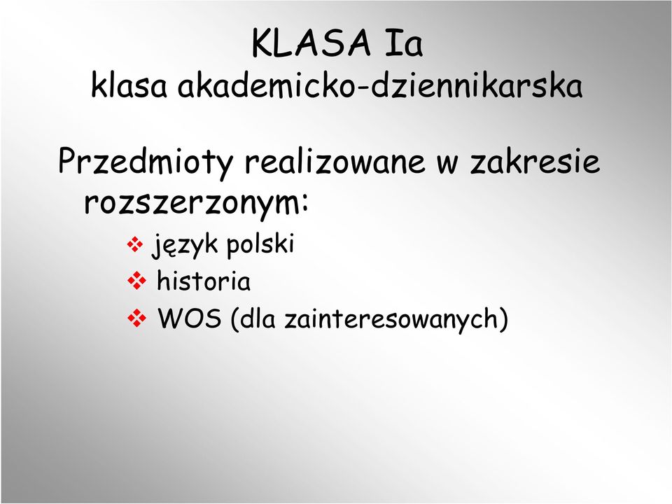 Przedmioty realizowane w zakresie