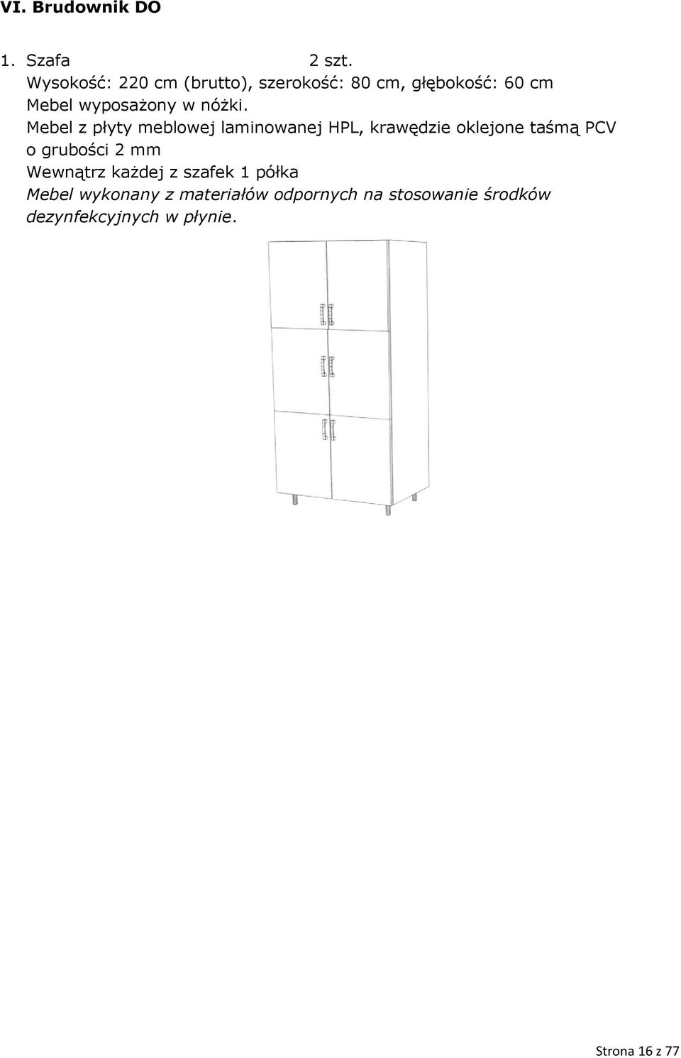 Mebel wyposażony w nóżki.