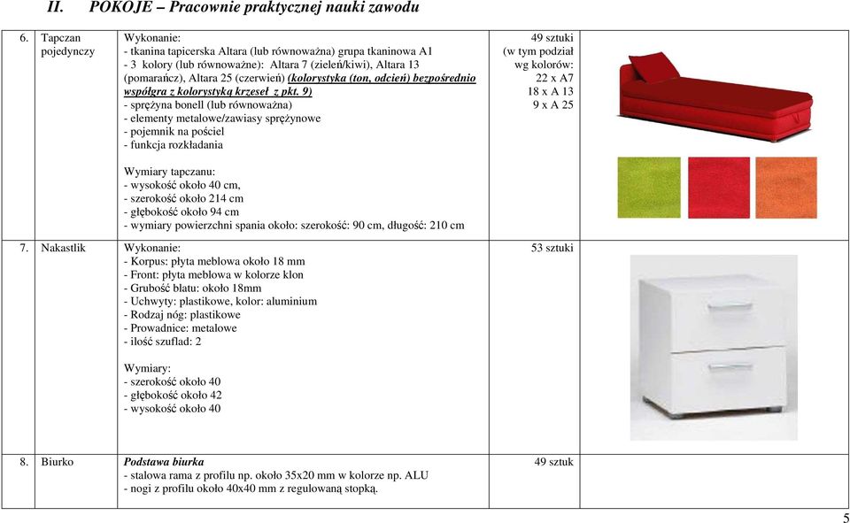 (kolorystyka (ton, odcień) bezpośrednio współgra z kolorystyką krzeseł z pkt.