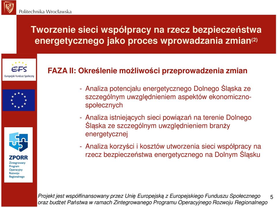 istniejących sieci powiązań na terenie Dolnego Śląska ze szczególnym uwzględnieniem branży energetycznej - Analiza korzyści i kosztów utworzenia