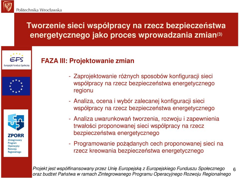 energetycznego - Analiza uwarunkowań tworzenia, rozwoju i zapewnienia trwałości proponowanej sieci współpracy na rzecz bezpieczeństwa energetycznego - Programowanie