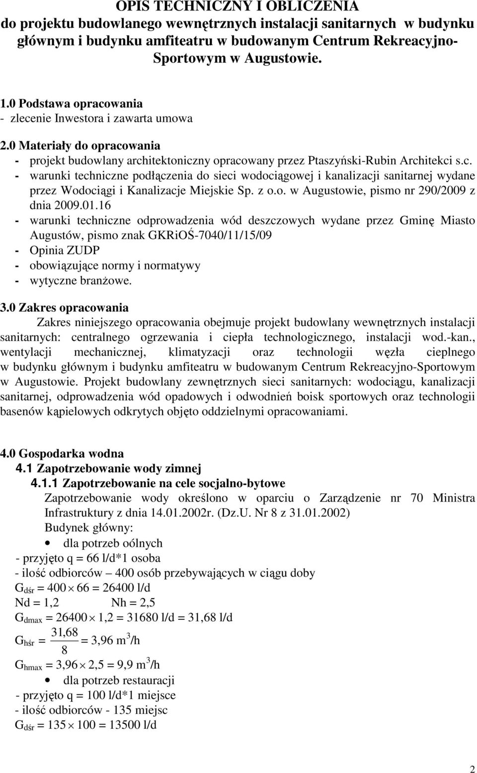 z.. w Augustwie, pism nr 290/2009 z dnia 2009.01.