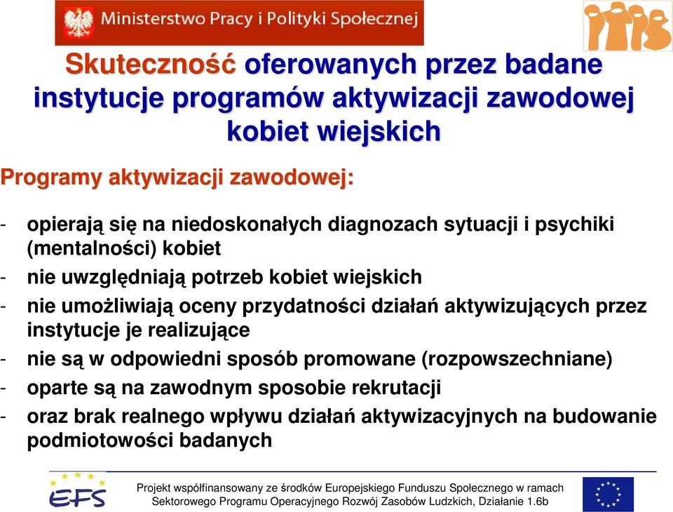 umoŝliwiają oceny przydatności działań aktywizujących przez instytucje je realizujące - nie są w odpowiedni sposób promowane