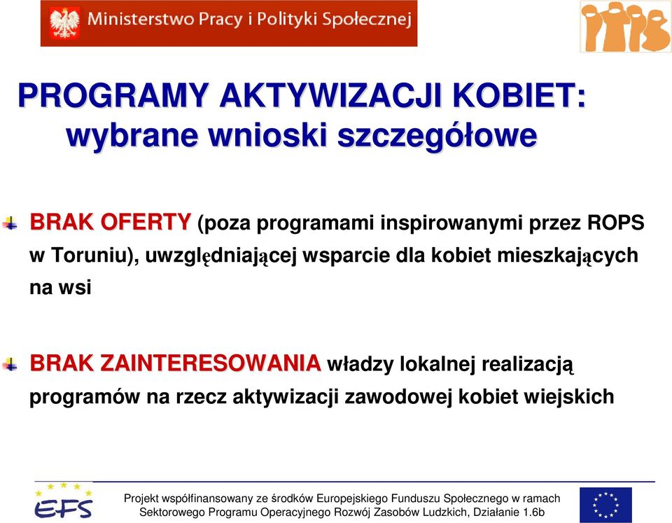 wsparcie dla kobiet mieszkających na wsi BRAK ZAINTERESOWANIA władzy