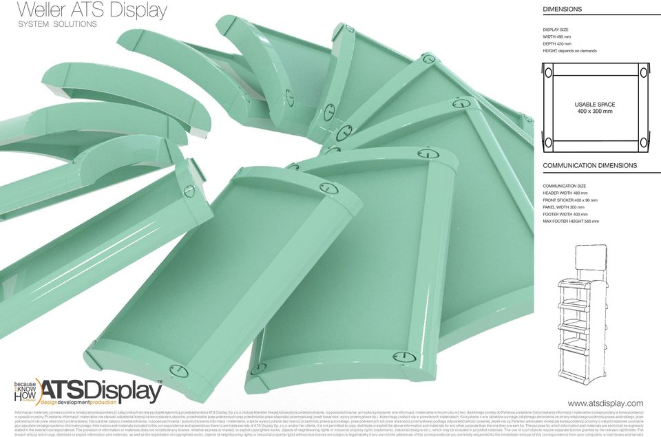 DIMENSIONS COMMUNICATION SIZE HEADER WIDTH 480 mm FRONT STICKER 400