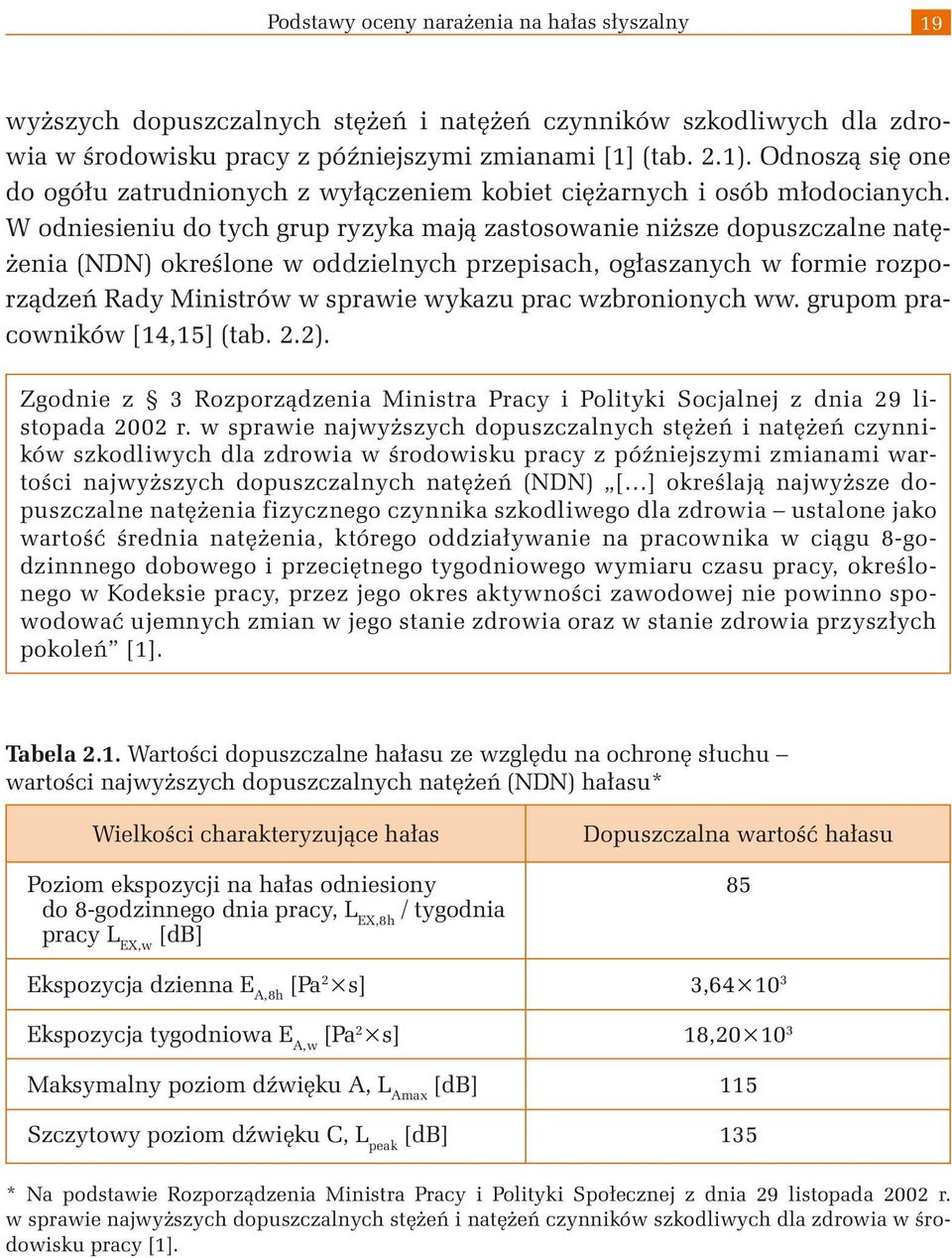 W odniesieniu do tych grup ryzyka mają zastosowanie niższe dopuszczalne natężenia (NDN) określone w oddzielnych przepisach, ogłaszanych w formie rozporządzeń Rady Ministrów w sprawie wykazu prac